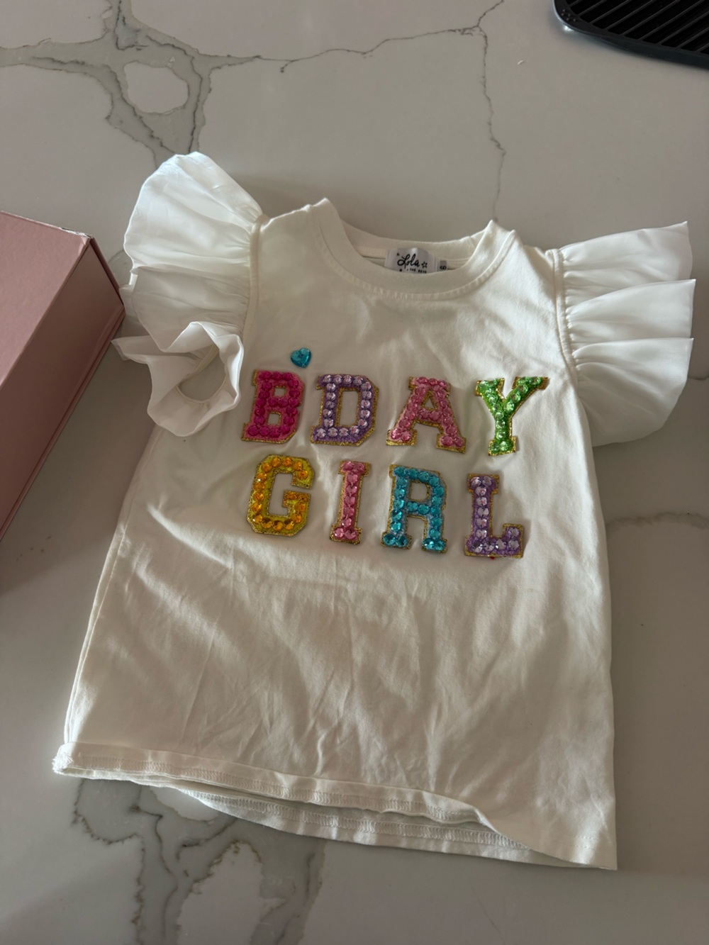 Lola and the Boys 6th BDAY Girl Ruffle Sleeve Top